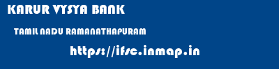 KARUR VYSYA BANK  TAMIL NADU RAMANATHAPURAM    ifsc code